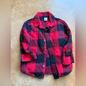 Old Navy Kids Plaid Button Down Shirt - Red & Black